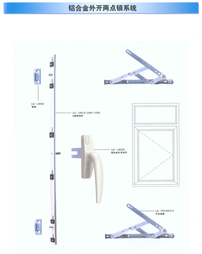 鋁合金外開(kāi)兩點(diǎn)鎖系統(tǒng)